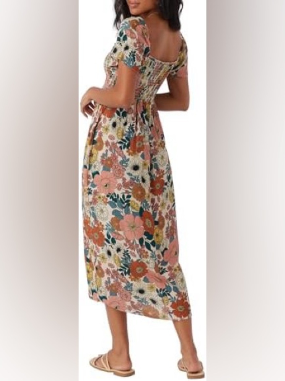 O'Neill Hayzel Camden Floral Flutter Sleeve Smocked Midi Sundress Size Medium
